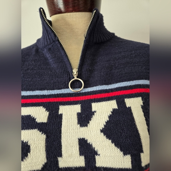 FRESHMAN 1996 Navy Knit SKI Sweater Dress with Stripes. Size Small - Picture 8 of 13